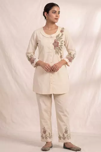 White rayon cord set in white color