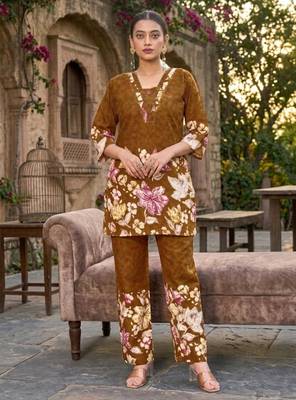 Women's mustard floral printed co-ord set 1