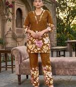 Women's mustard floral printed co-ord set
