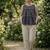 Navy blue checks printed linen cotton top with bottom set