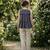 Navy blue checks printed linen cotton top with bottom set