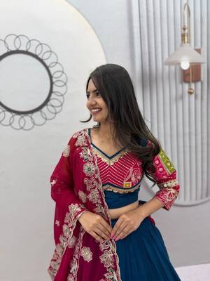 Navaratri Green Cotton Lehenga Choli 3