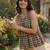Coffee checks printed linen cotton top with bottom set