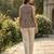 Coffee checks printed linen cotton top with bottom set