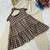 Coffee checks printed linen cotton top with bottom set