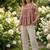 Maroon checks printed linen cotton top with bottom set
