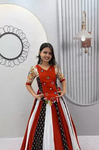 Navaratri Multi Color Cotton Lehenga Choli