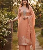 peach weaved dani cotton unstitched dress material 