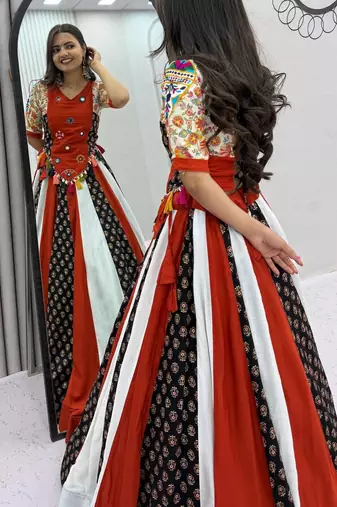 Navaratri Multi Color Cotton Lehenga Choli