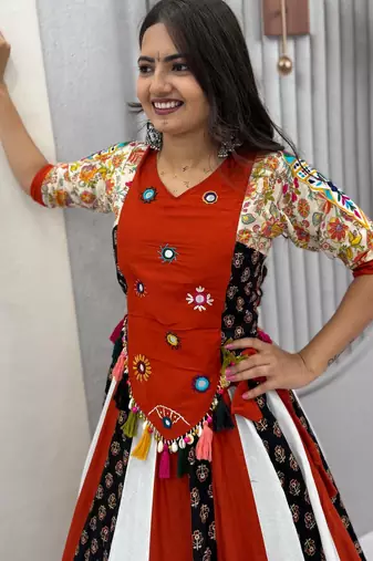 Navaratri Multi Color Cotton Lehenga Choli