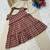 Maroon checks printed linen cotton top with bottom set