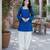 Blue bandhej print cotton top with bottom set