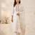 White viscose mango silk kurti pant set with jacquard dupatta
