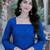 Blue bandhej print cotton top with bottom set