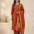Orange viscose mango silk kurti pant set with jacquard dupatta