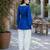 Blue bandhej print cotton top with bottom set