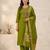 Green viscose mango silk kurti pant set with jacquard dupatta