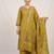 Embroidered mustard mango silk kurti, plazo & dupatta set