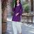 Purple bandhej print cotton top with bottom set