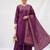 Embroidered purple mango silk kurti, plazo & dupatta set