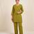 Designer embroidered green rayon co-ord set for women