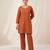 Designer embroidered orange rayon co-ord set for women