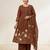  cotton designer brown anarkali kurti set with embroidery dupatta