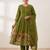  cotton designer green anarkali kurti set with embroidery dupatta