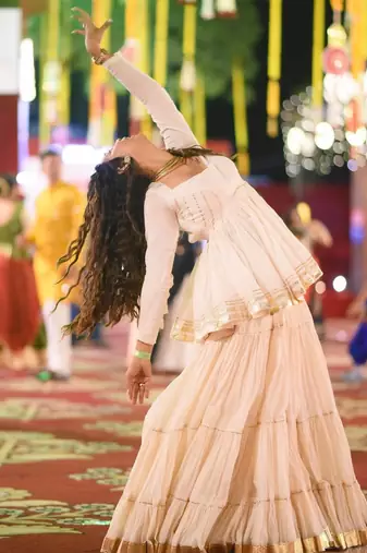 Off White Cotton Navaratri Lehenga Choli