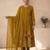  cotton designer mustard anarkali kurti set with embroidery dupatta