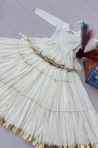Off White Cotton Navaratri Lehenga Choli