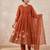  cotton designer orange anarkali kurti set with embroidery dupatta