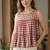 Maroon checks printed linen cotton top with bottom set