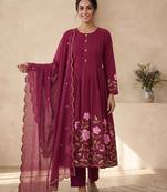  cotton designer rani anarkali kurti set with embroidery dupatta
