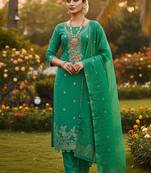 sea green weaved dani cotton unstitched dress material 
