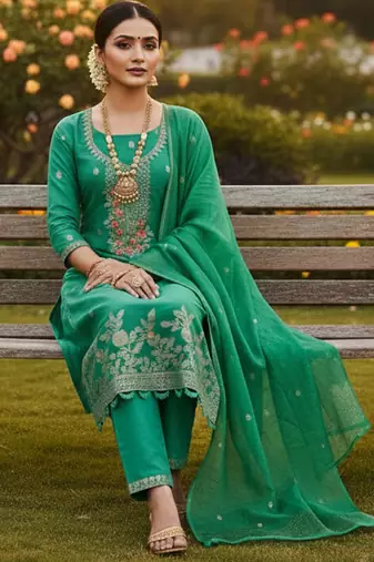 sea green weaved dani cotton unstitched dress material 