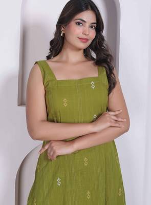 Miravan womens abstract printed green a line maxi dress 5