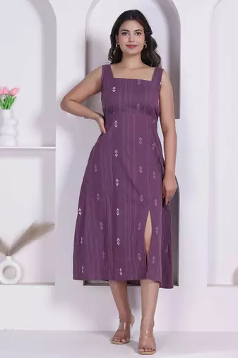 Miravan womens abstract printed wine a line maxi dress