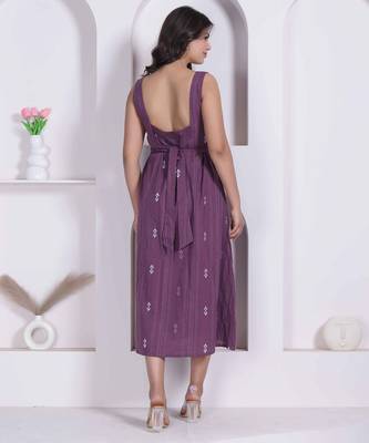 Miravan womens abstract printed wine a line maxi dress 2