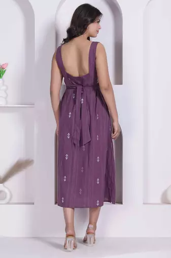 Miravan womens abstract printed wine a line maxi dress