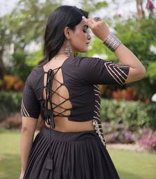 Black Kora Cotton Navratri Lehenga Choli with Kutchi Patch Work | Fully Stitched Chaniya Choli for Navratri