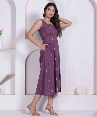 Miravan womens abstract printed wine a line maxi dress 3