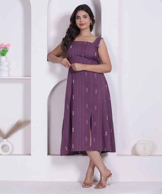 Miravan womens abstract printed wine a line maxi dress 4