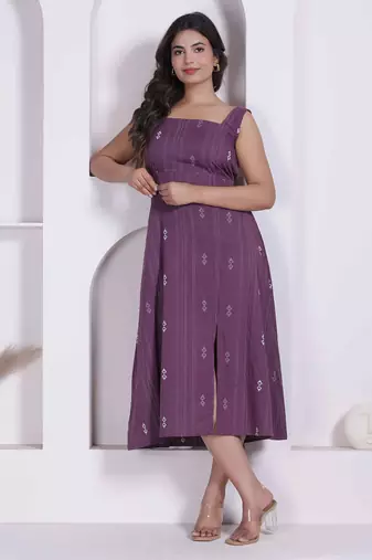 Miravan womens abstract printed wine a line maxi dress