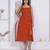 Miravan womens abstract printed rust a line maxi dress