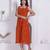 Miravan womens abstract printed rust a line maxi dress