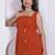 Miravan womens abstract printed rust a line maxi dress
