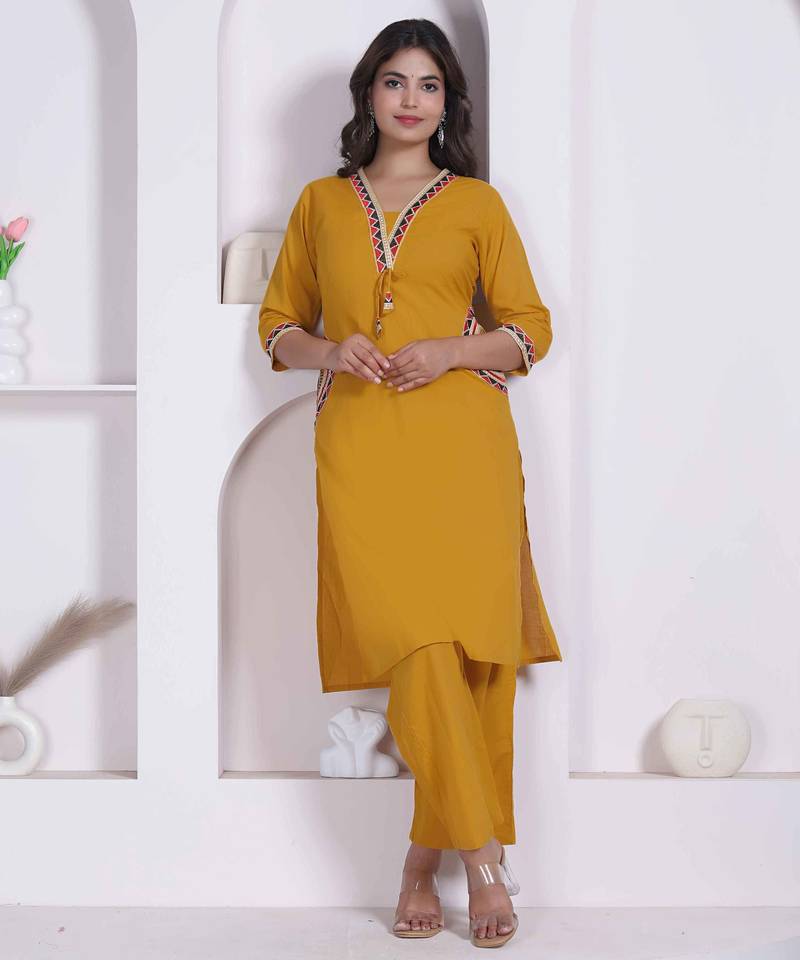womens yellow kurta and palazzo