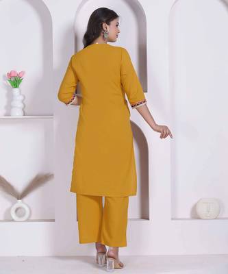 womens yellow kurta and palazzo 2