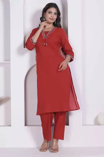  womens brown straight kurta & palazzo